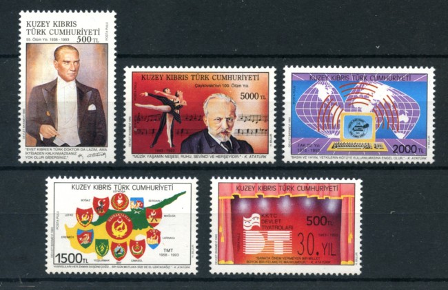 1993 - CIPRO TURCA - LOTTO/19624 - AVVENIMENTI 5v. - NUOVI
