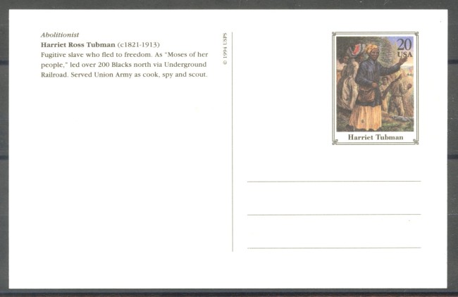 1994 - STATI UNITI - LOTTO/39904 - HARRIET ROSS TUBMAN - CARTOLINA POSTALE - NUOVA