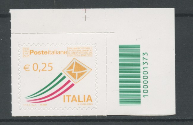 2013 - LOTTO/15475CB - REPUBBLICA - 25c. LETTERA IN VOLO - CODICE A BARRE