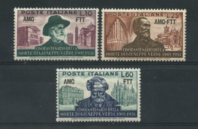 1951 - LOTTO/17979 - TRIESTE A - GIUSEPPE VERDI 3v. - NUOVI