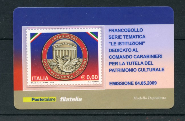 2009 - LOTTO/22713 - REPUBBLICA - COMANDO CARABINIERI - TESSERA FILATELICA