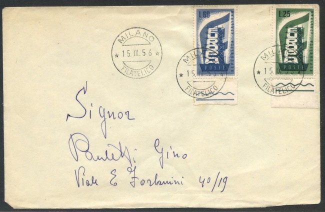 1956 - REPUBBLICA - EUROPA 2v. - BUSTA FDC - LOTTO/27765