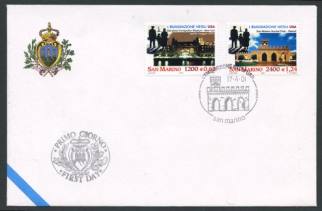 2001 - LOTTO/12200 - SAN MARINO - EMIGRAZIONE 2v. - BUSTA FDC