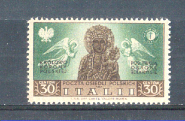1946 - LOTTO/CPP19N - CORPO POLACCO - 30c. VERDE BRUNO NUOVO