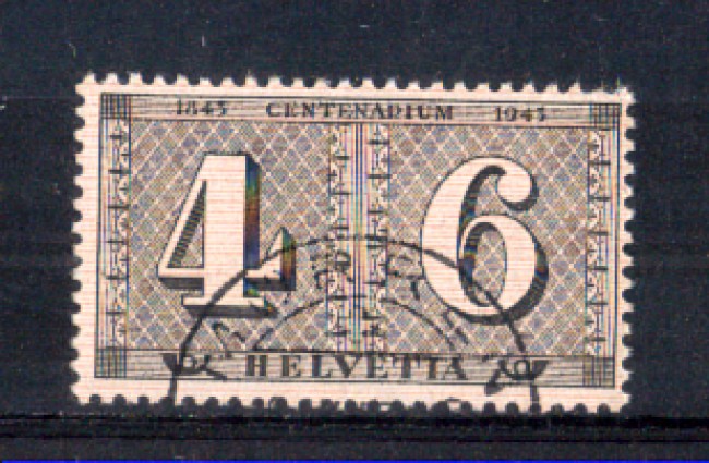 1943 - LOTTO/SVI384U . SVIZZERA - CENTENARIO FRANCOBOLLO - USATO
