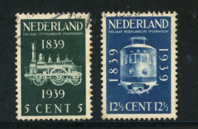 1939 - LOTTO/21289 - OLANDA - CENTENARIO FERROVIE 2v. - USATI