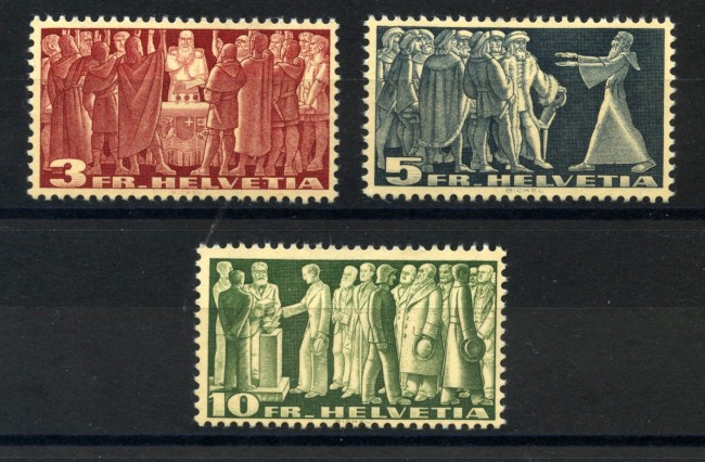 1938 - LOTTO/39361 - SVIZZERA - SOGGETTI STORICI 3v. - LINGUELLATI