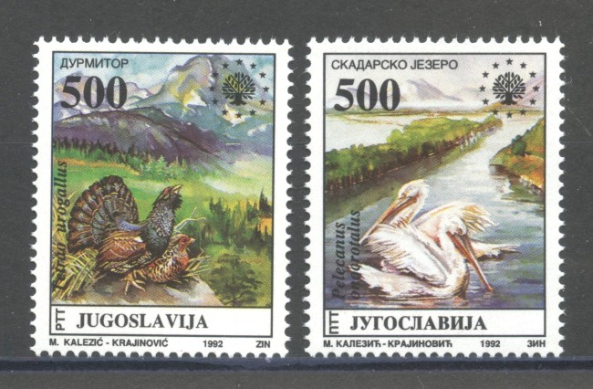 1992 - JUGOSLAVIA - LOTTO/38605 - PROTEZIONE NATURA - 2v. - NUOVI