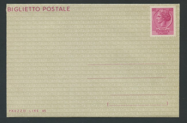 1966 - LOTTO/17054 - REPUBBLICA - BIGLIETTO POSTALE 40 LIRE - NUOVO