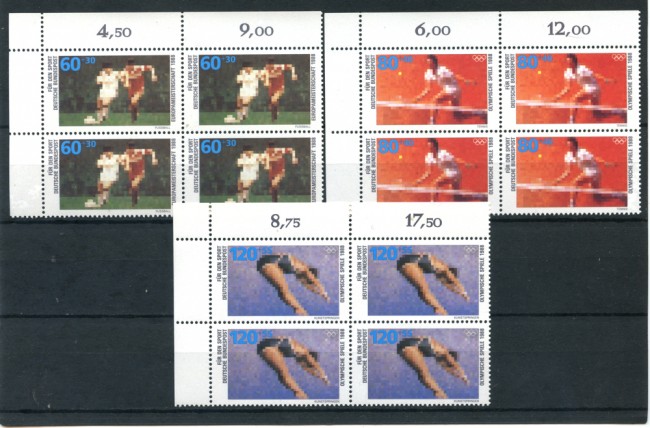 1988 - LOTTO/20310Q - GERMANIA - AIUTO ALLO SPORT 3v. QUARTINE