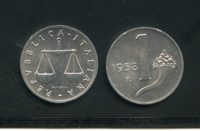 1958 - LOTTO/M16132 - REPUBBLICA - 1 LIRA  CORNUCOPIA