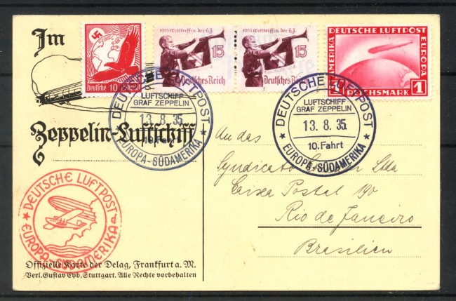 1935 - GERMANIA - LOTTO/42371 - ZEPPELIN 10° VIAGGIO IN AMERICA DEL SUD