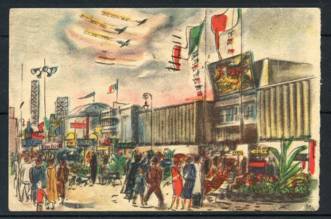 1949 - ITALIA - LOTTO/25189 - CARTOLINA PUBBLICITARIA A COLORI FIERA DI MILANO - VIAGGIATA -