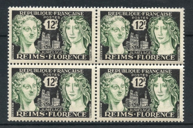 1956 - FRANCIA - GEMELLAGGIO REIMS-FIRENZE -  QUARTINA NUOVI - LOTTO/27853Q
