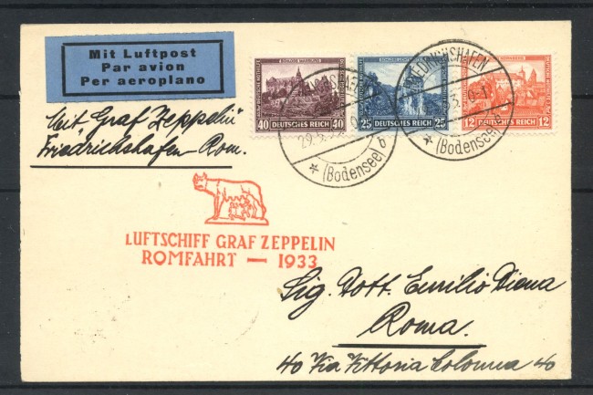 1933 - GERMANIA - LOTTO/42260 - GRAF ZEPPELIN LZ 127 - CROCIERA IN ITALIA
