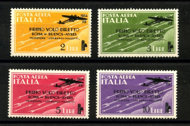 1934 - REGNO - LOTTO/37970 - POSTA AEREA - VOLO ROMA-BUENOS AIRES 4v. - LINGUELLATI