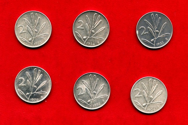 1953/1970 - REPUBBLICA - LOTTO/M43026 - INSIEME DI 6 MONETE DA 2 LIRE DIFFERENTI