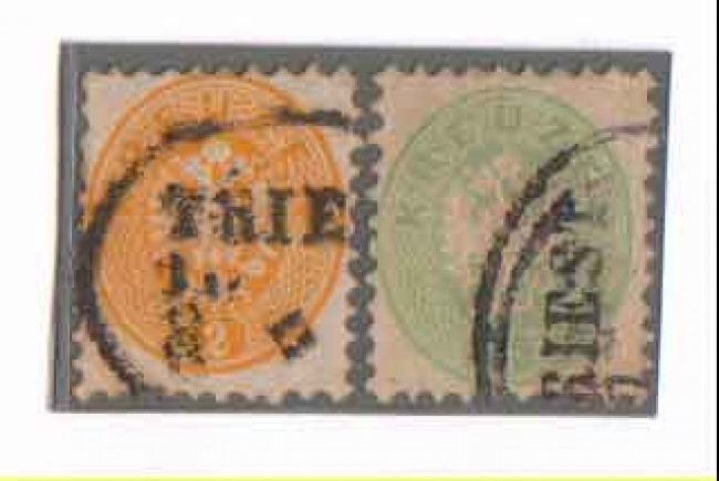1863/64 - LOTTO/3827 - AUSTRIA - 2k. GIALLO /3k. VERDE - USATI