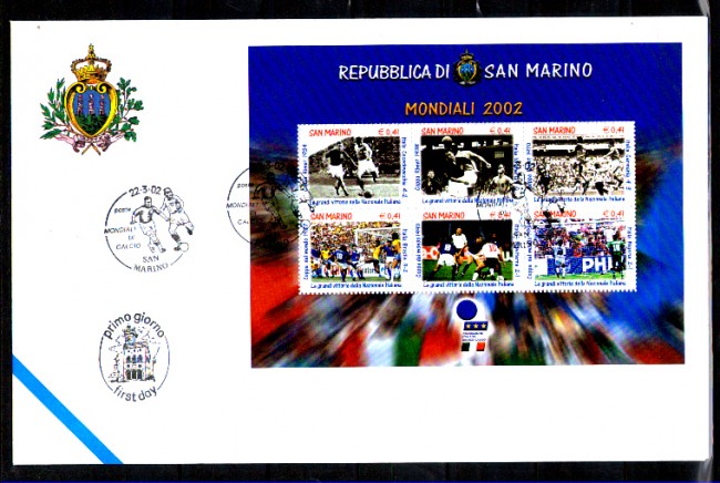 2002 - LOTTO/11234 -  SAN MARINO - MONDIALI CALCIO FOGLIETTO - BUSTA FDC