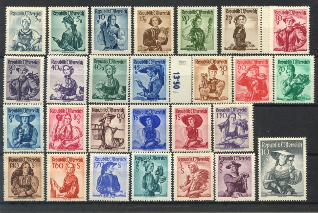 1948/50 - AUSTRIA - COSTUMI REGIONALI 27 v. NUOVI - LOTTO/34067