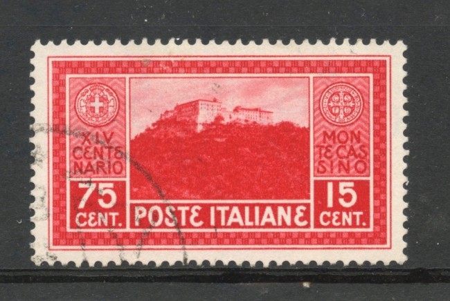 1929 - REGNO - 75+15 Cent. ABBAZIA DI MONTECASSINO - USATO - LOTTO/31709