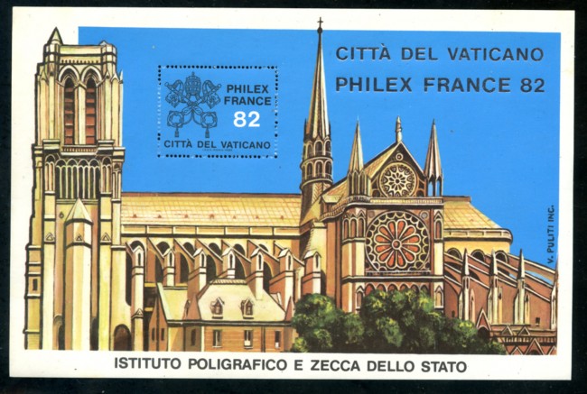 1982 CITTA  DEL VATICANO - LOTTO/1773 - PHILEXFRANCE 82 - FOGLIETTO ERINNOFILO IPSZ