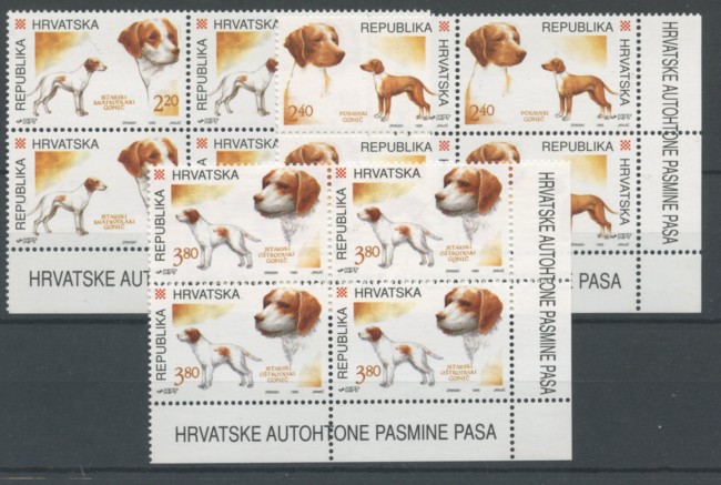 1995 - LOTTO/19620 - CROAZIA - RAZZE CANINE 3v. - QUARTINE