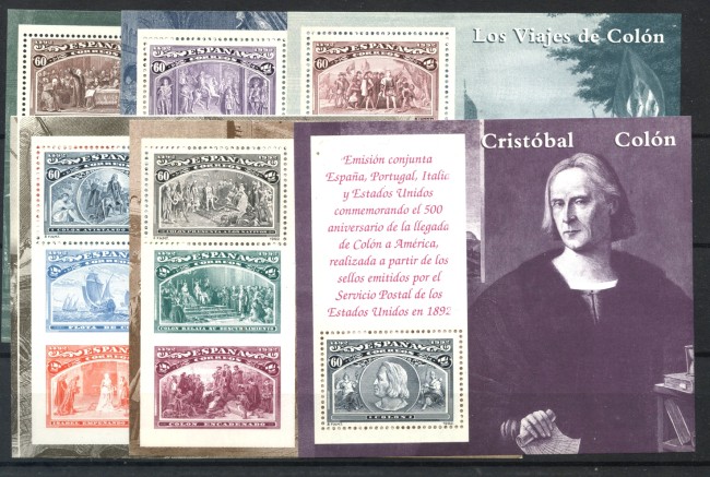 1992 - SPAGNA - SCOPERTA DELL'AMERICA  6 FOGLIETTI  NUOVI - LOTTO/35764