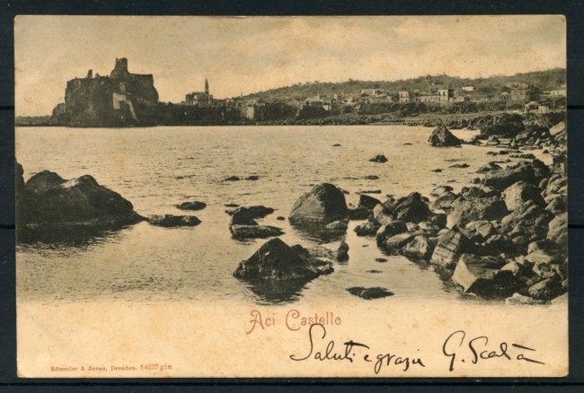 ACI CASTELLO - 1903 -  VEDUTA - CARTOLINA ILLUSTRATA VIAGGIATA