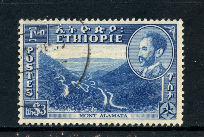 1947 - ETHIOPIA- 3d. BLU HAILE SELASSIE - USATO - LOTTO/28726