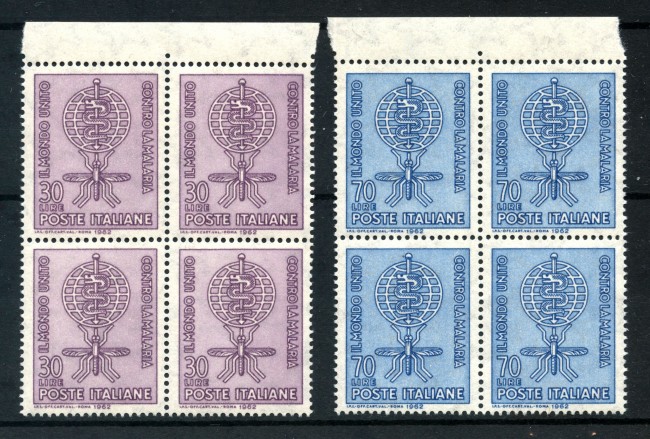 1962 - LOTTO/6406Q - REPUBBLICA - LOTTA ALLA MALARIA 2v. - QUARTINE NUOVI 