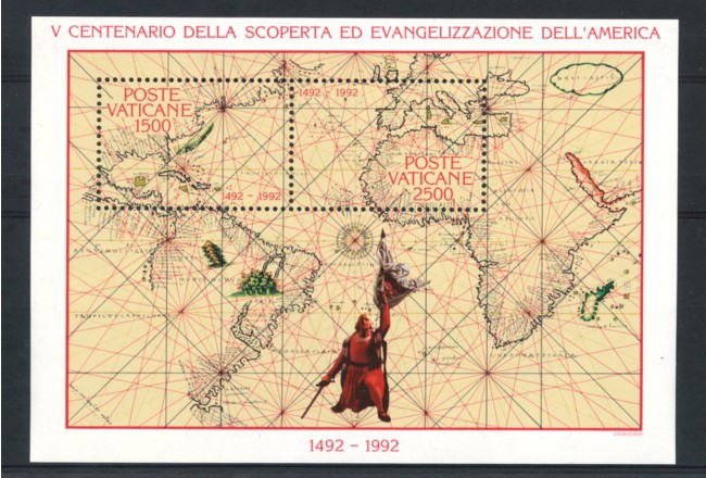 1992 - LOTTO/22186 - VATICANO - SCOPERTA DELL'AMERICA FOGLIETTO - NUOVO