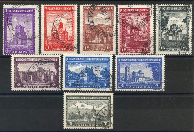 1942 - SERBIA - LOTTO/38660 - BENEFICENZA  MONASTERI 9v. - USATI