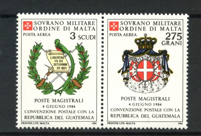 1984 - SMOM - POSTA AEREA - CONVENZIONE CON LA REPUBBLICA DEL GUATEMALA 2v. - NUOVI - LOTTO/32489