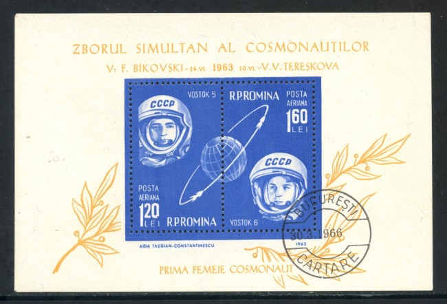 1963 - ROMANIA - II° VOLO SPAZIALE DI GRUPPO - FOGLIETTO USATO - LOTTO/29326