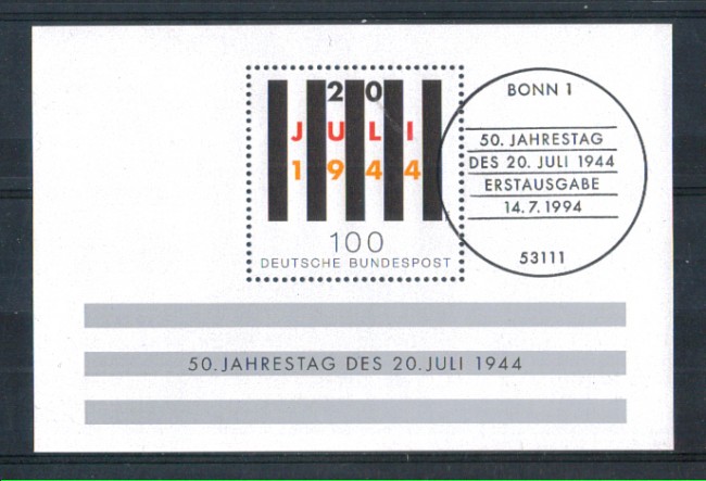 1994 - LOTTO/GFBF28UF - GERMANIA - ATTENTATO FOGLIETTO - USATO FDC