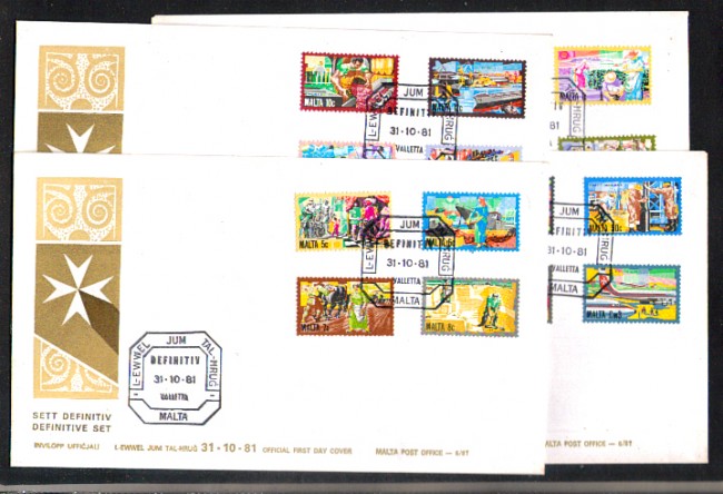 1981 - LOTTO/MLT639FDC - MALTA - CULTURA E LAVORO 16v. - BUSTE FDC