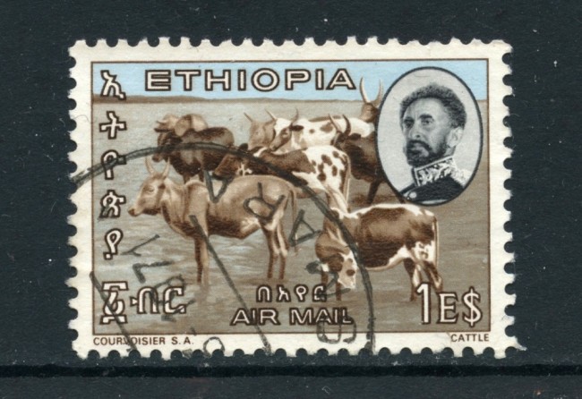 1965 - ETHIOPIA - POSTA AEREA 1d. BESTIAME - USATO - LOTTO/25513