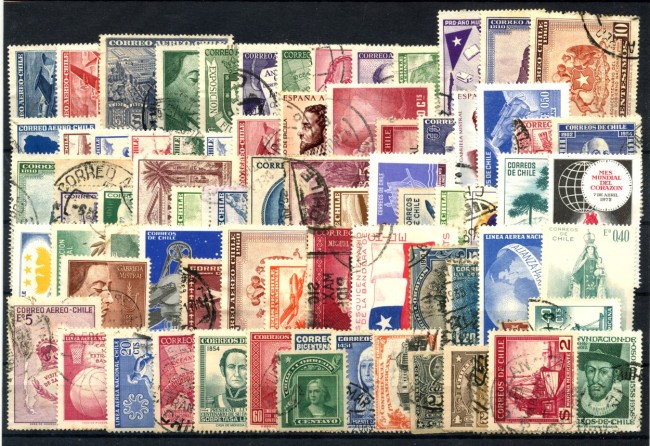 CILE - LOTTO/48360 - COLLEZIONE DI 60 FRANCOBOLLI DIFFERENTI