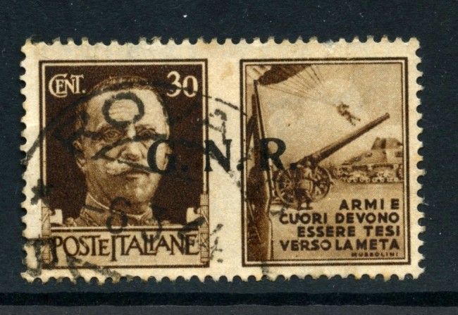 1944 - REPUBBLICA SOCIALE - 30c. PROPAGANDA DI GUERRA - USATO - LOTTO/30199
