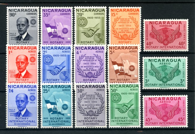 1955 - LOTTO/22915 - NICARAGUA - 50° ROTARY  15v. - NUOVI