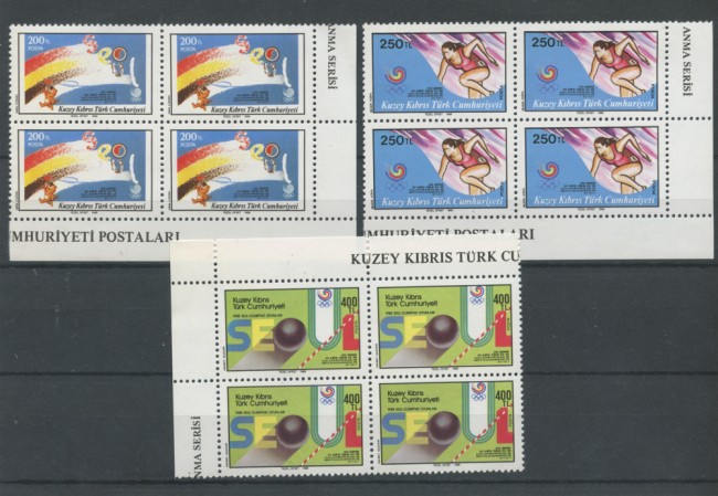 1988 - CIPRO TURCA - LOTTO/20151Q - OLIMPIADI DI SEOUL 3v. - QUARTINE