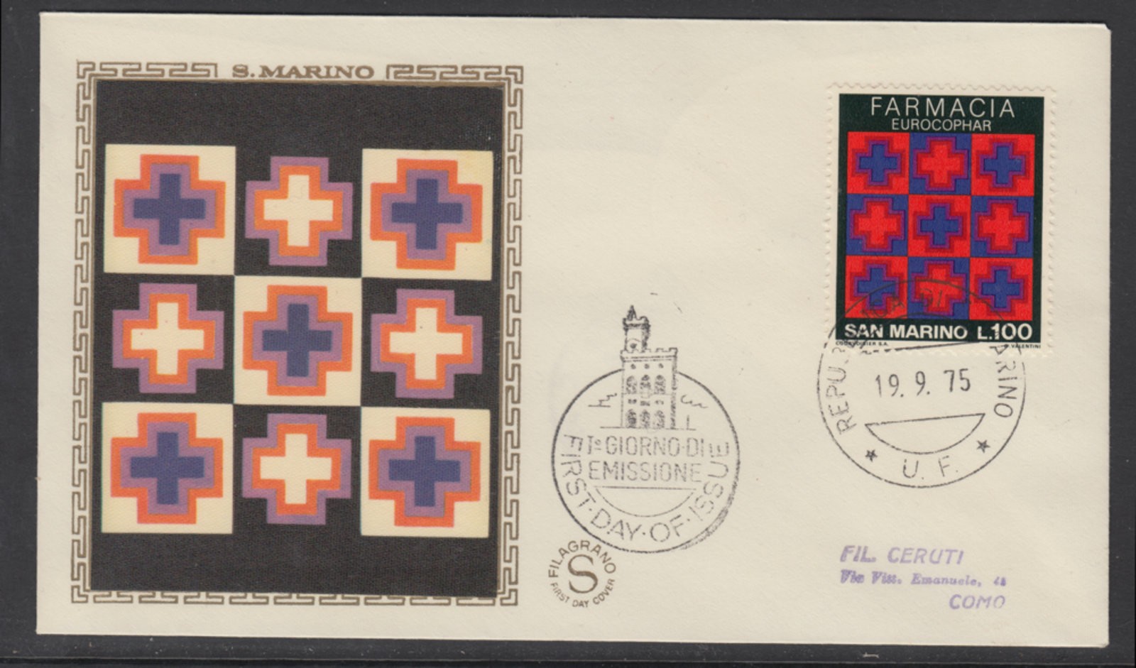 1975 LOTTO/18411 SAN MARINO CONGRESSO DI FARMACIA FDC