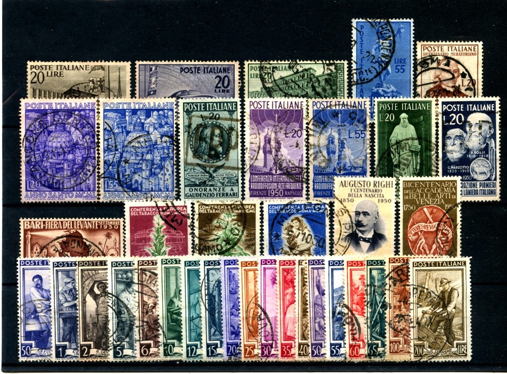 1950 REPUBBLICA ITALIANA ANNATA COMPLETA DI 37 FRANCOBOLLI USATI