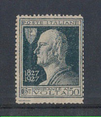 LOTTO/REG211UMA REGNO A.VOLTA  VARIETA' 1927 50c 