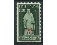 1950 - LOTTO/11698 - TRIESTE A - 20 LIRE GUIDO D'AREZZO - LING. 1950 - LOTTO/11698 - TRIESTE A - 20 LIRE GUIDO D'AREZZO - LING.
