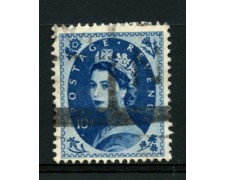 1952/54 - LOTTO/12154 - GRAN BRETAGNA - 10p. AZZURRO ELISABETTA - USATO 1952/54 - LOTTO/12154 - GRAN BRETAGNA - 10p. AZZURRO ELISABETTA - USATO