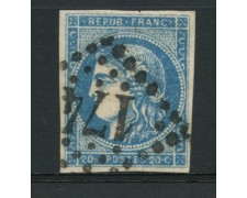 1870/71 - LOTTO/12264 - FRANCIA -  CERERE 20 c. AZZURRO  II° TIPO - USATO