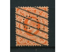 1909 - LOTTO/12324 - GRAN BRETAGNA - 4p. RE EDOARDO VII° - PERFIN USATO