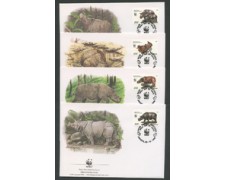 1996 - LOTTO/19277B - INDONESIA - RINOCERONTE DI GIAVA 4 FDC. 1996 - LOTTO/19277B - INDONESIA - RINOCERONTE DI GIAVA 4 FDC.